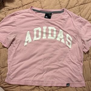 Adidas Light Pink Tee with White Lettering